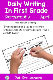 First Grade Writing Activities for April | Writing Prompts or Journal for April Engage your first grade students in writing with these April writing prompts and activities. These writing prompts are perfect for an April writing journal or daily writing. These writing activities will have your first grade students working on writing a paragraph using a paragraph frame. Help your 1st grade students take their writing to the next level with these fun and engaging April Writing Prompts!  Have reluctant writers or students that need help with paragraph writing? Then this resource is for you too! Guide your students through he creation of a paragraph and then give them daily practice.