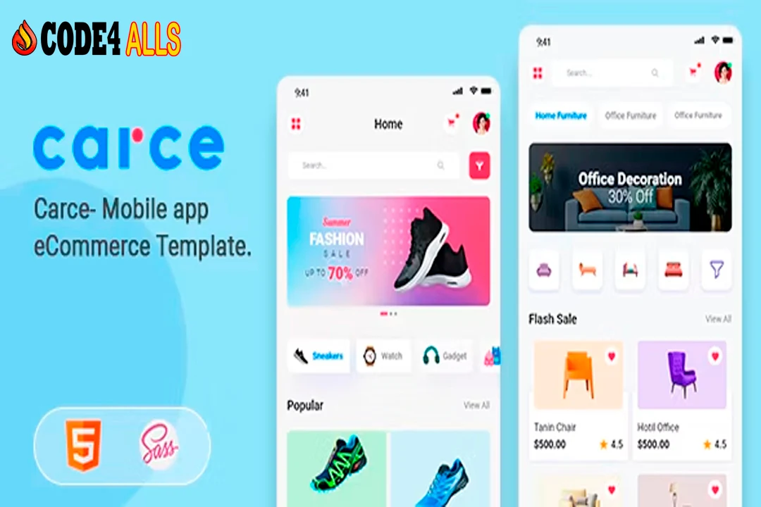Carce - Mobile app eCommerce Template