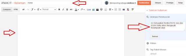 Cara Membuat Halaman Statis di Blogspot Blogger - Cara Membuat Deskripsi Penelusuran Di Blogger