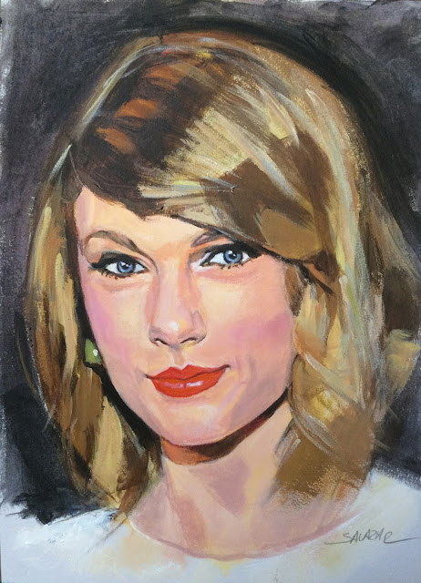 Taylor Swift pintada con acrílicos.