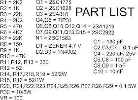 1000 Watts Amplifier Circuit Diagram - Part List 1000w Amplifier - 1000 Watts Amplifier Circuit Diagram