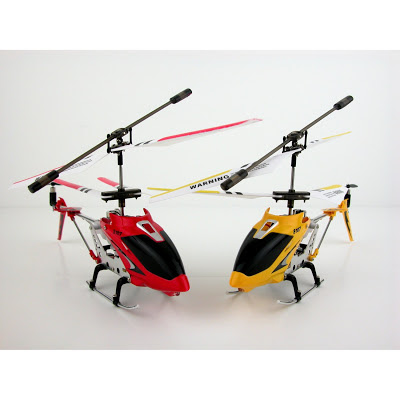 S107G 3 Channel Mini Indoor Co-Axial Metal RC Helicopter w/ Built in Gyroscope (Red & Yellow) Set of 2 B004ZK8G8E