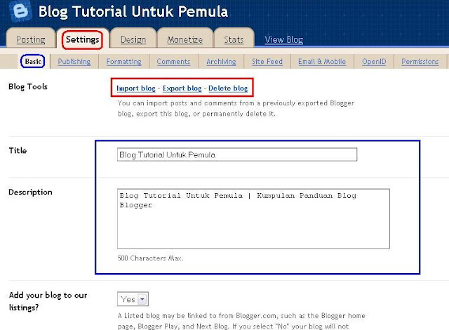 Mengenal Menu Pengaturan Blog Blogger