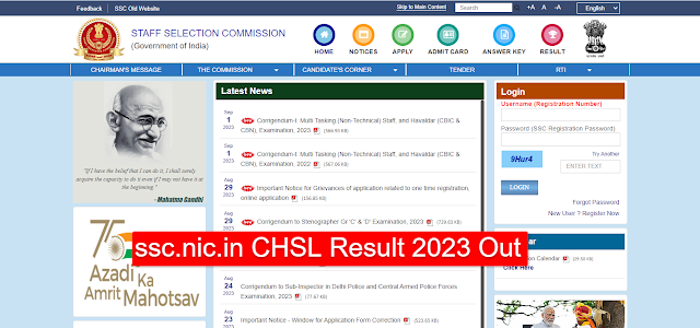 SSC CHSL Tier 1 Result 2023 Declared