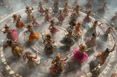 A sacred open-air temple with 64 divine Yoginis embodying fierce and graceful aspects of Shakti.