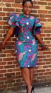 knee-length Ankara dress outfit