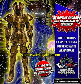 Exibicion de figuras Bandai Caballeros del zodiaco Junio 2017 contara con la armadura de geminis tamaño real.