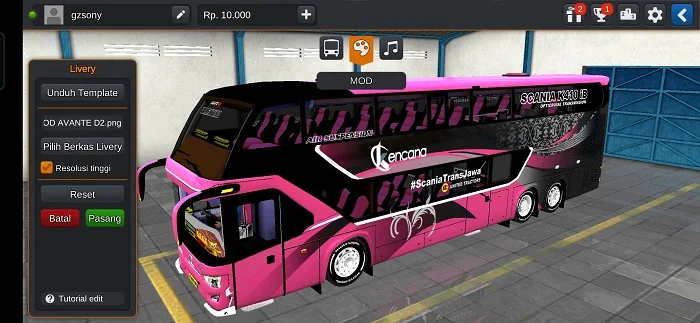 MOD BUSSID Kendana Avante Double Decker Full Aksesoris + Animasi