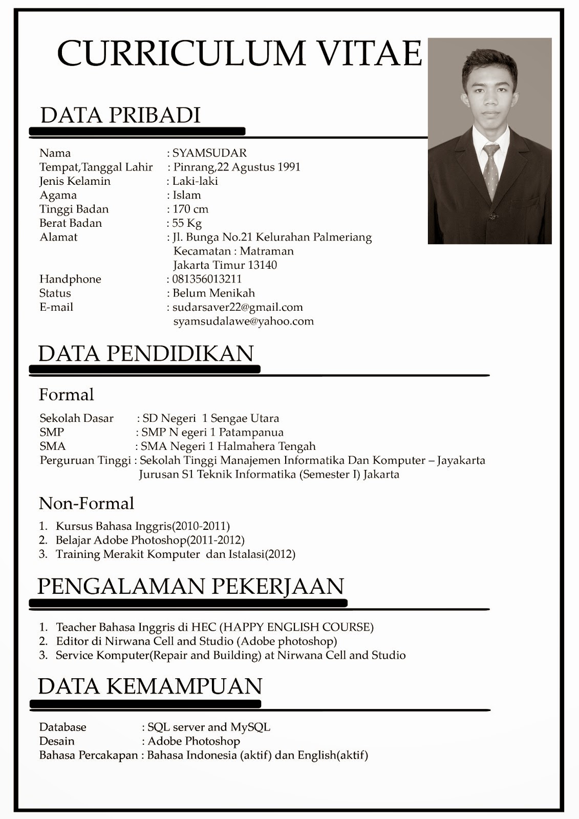 Tiru Contoh Surat CV yang Benar Ini (Disertai Contoh 