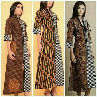 Model Baju Gamis Batik Kombinasi Sifon