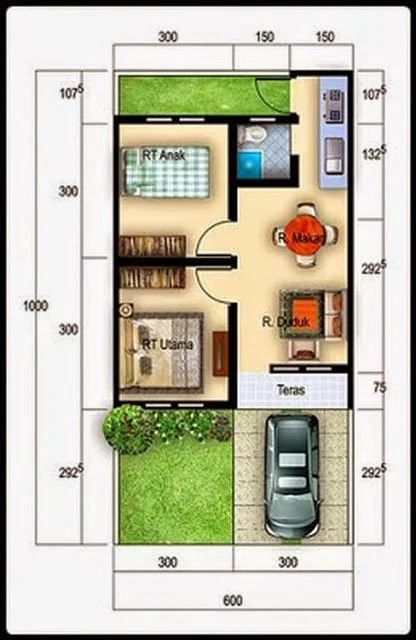 7 Denah Desain Rumah 6x10 Yang Mungil Tetapi Fungsional