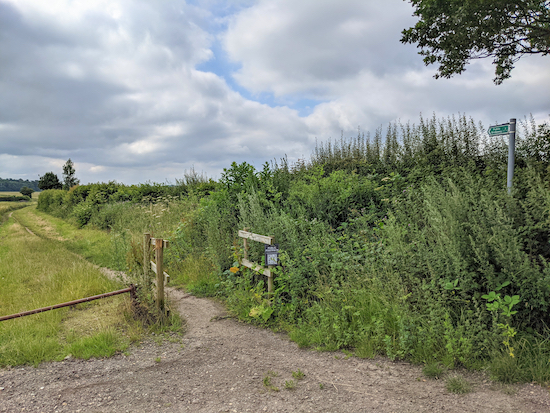 Offley bridleway 22 heading SE