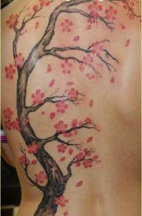 TATTOO TATUAJE ARBOL CEREZO JAPONES ESPALDA