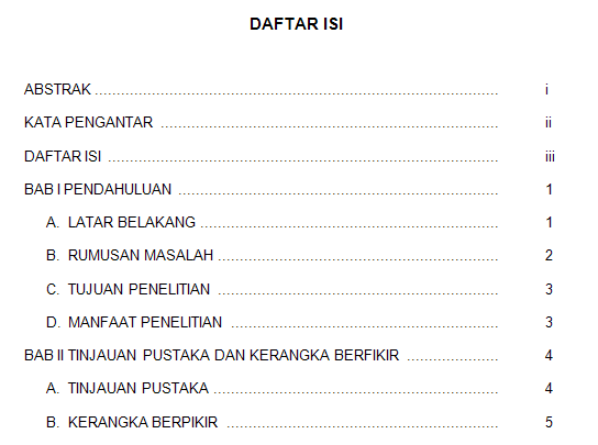 Contoh Daftar Isi Makalah