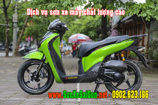 Mẫu sơn xe Honda Sh150i màu xanh lá đen sporty cực đẹp