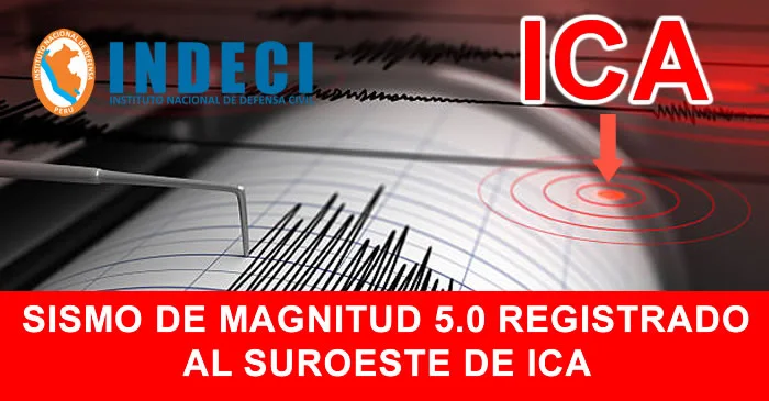 Sismo de magnitud 5.0 registrado al suroeste de Ica