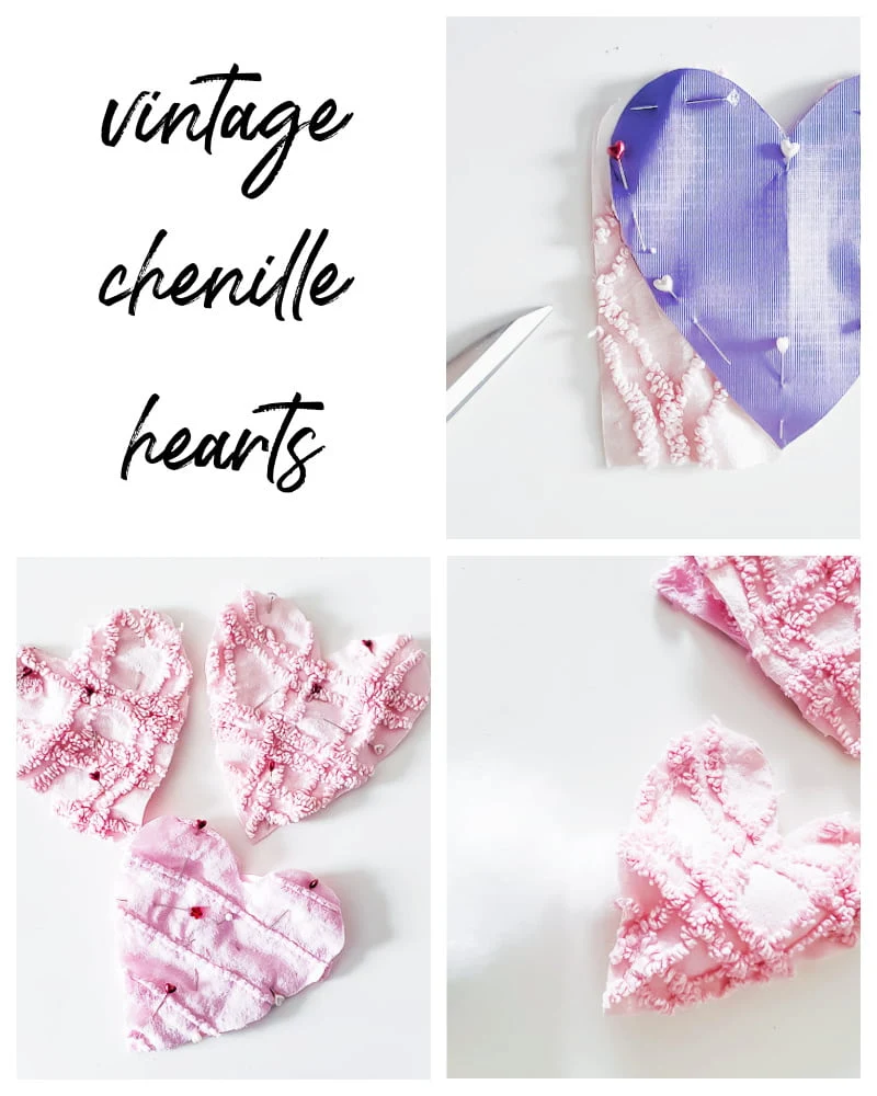 cut out hearts, pin together, sew, stuff