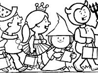 Halloween Trick Or Treaters Coloring Pages