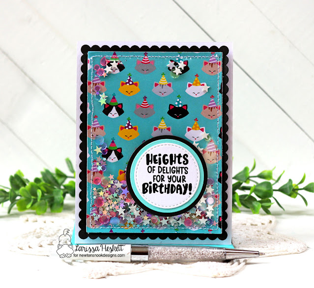Birthday Shaker Card with Cats by Larissa Heskett | Newton's Birthday Delights Stamp Set, Birthday Meows Paper Pad, Frames & Flags Die Set and Circle Frames Die Set by Newton's Nook Designs #newtonsnook #handmade