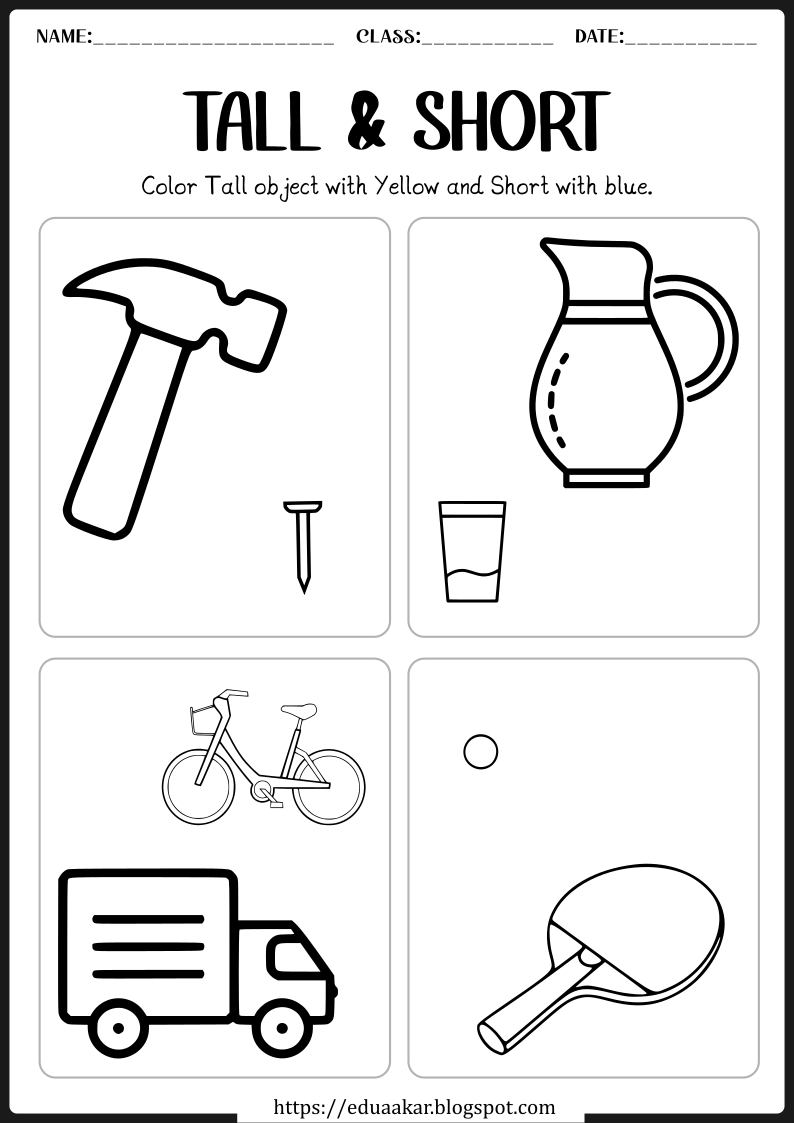 Tall and Short Worksheet