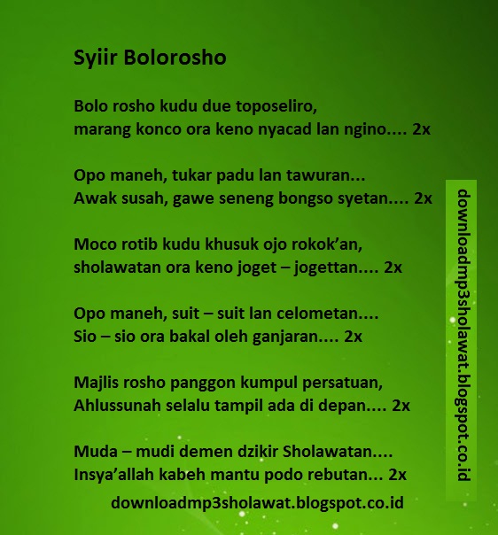 MP3 dan Lirik Syiir Bolorosho | Download MP3