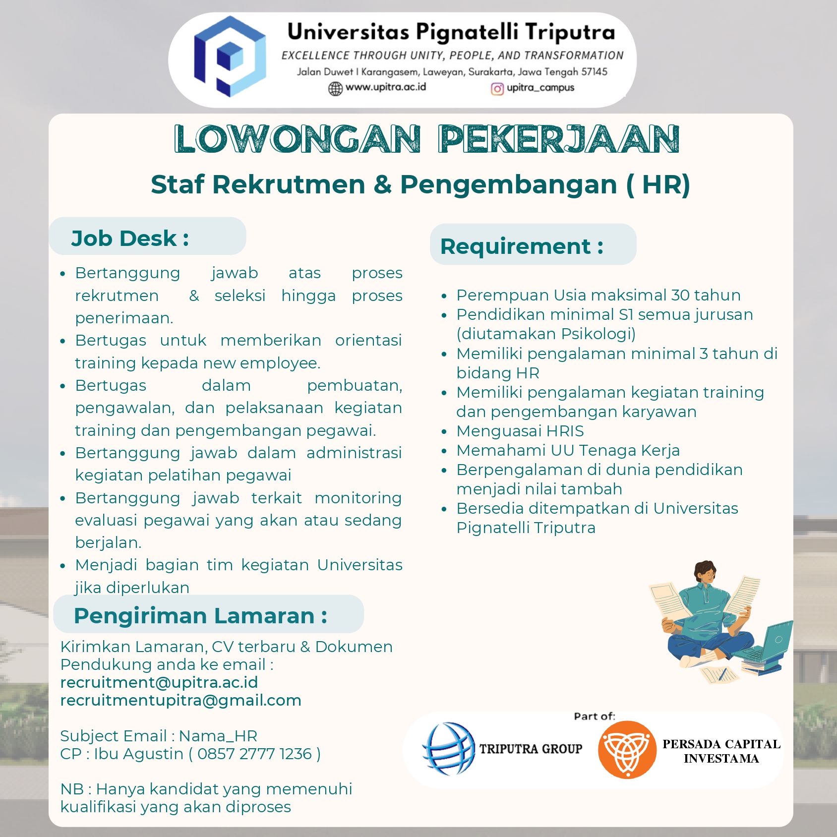 Loker Solo Raya Update di Universitas Pignatelli Triputra