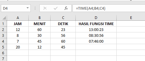 Tutorial dan Contoh dari Fungsi TIME pada Microsoft Excel