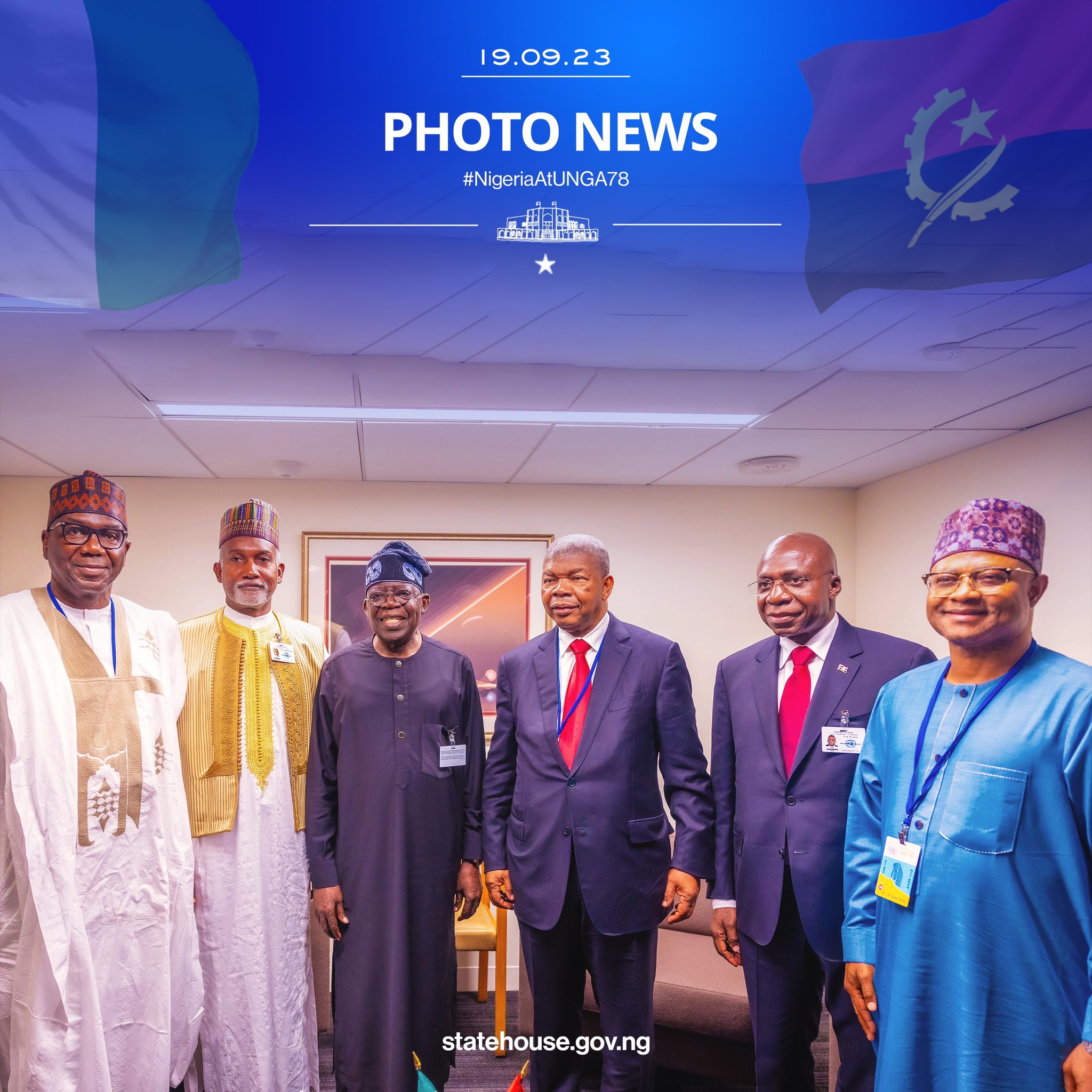 Nigeria's President, Asiwaju Bola Ahmed Tinubu, in a bilateral meeting with President of Angola, Joao Manuel at the sidelines of the 78th United Nations General Assembly (UNGA) in New York City, United States (US) on Tuesday 19 September, 2023