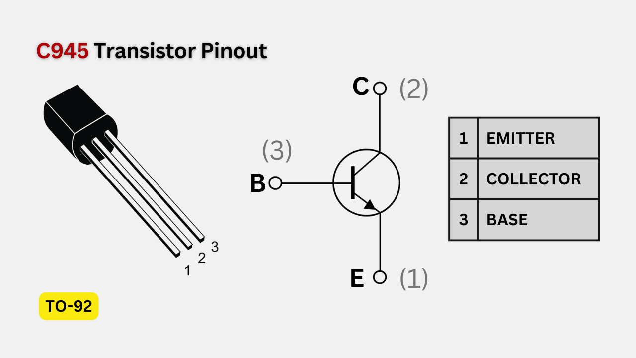 C945 Transistor (TO-92) Pinout, Features, Equivalents, Datasheet