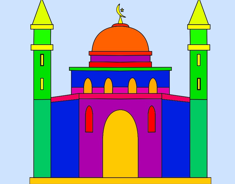 Mewarnai Gambar Anak - anak: Mewarnai Masjid
