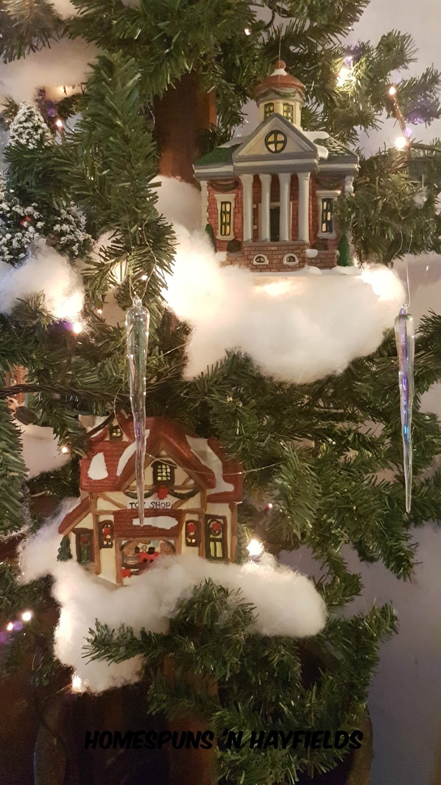 We didn t have enough pieces so we just pushed the tree into the corner and decorated what we could If you re wanting to try it yourself the buildings are