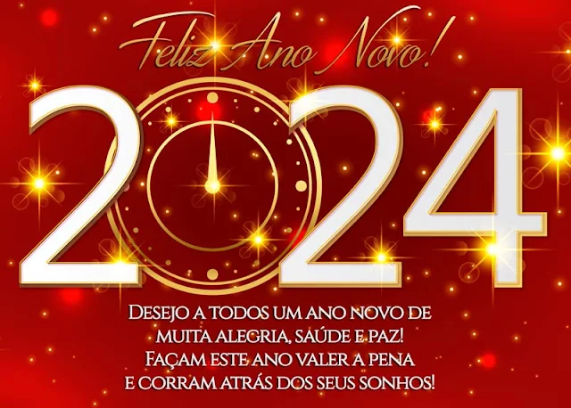 Mensagens Para Whatsapp Feliz Ano Novo 2024 Fundo Vermelho