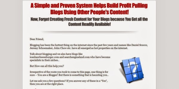 A Simple and Proven System Helps Build Profit Pulling Blogs Using Other People's Content!