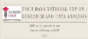 Four Days National Level FDP on Research and Data analysis ,Date: 15-07-21 to 18-07-21