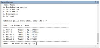 Tampilan Informasi Kamar