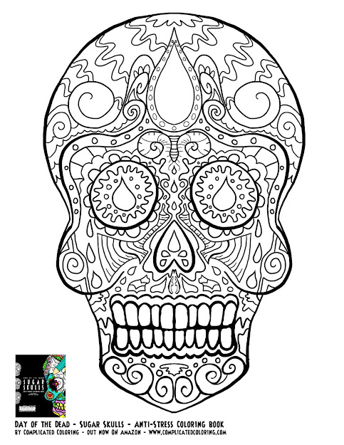 Day Of The Dead Dia De Los Muertos Sugar Skull Coloring Pages Colouring  Adult Detailed Advanced