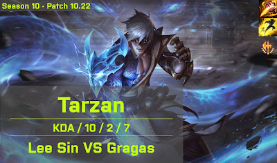 Tarzan Lee Sin JG vs Gragas - KR 10.22