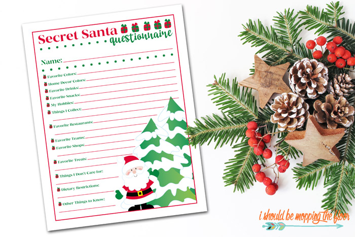 Free Printable Secret Santa Questionnaire