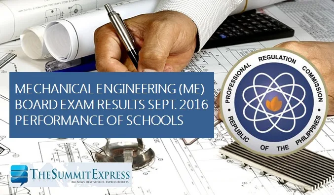 September 2016 Mechanical Engineer (ME), CPM board exam results
