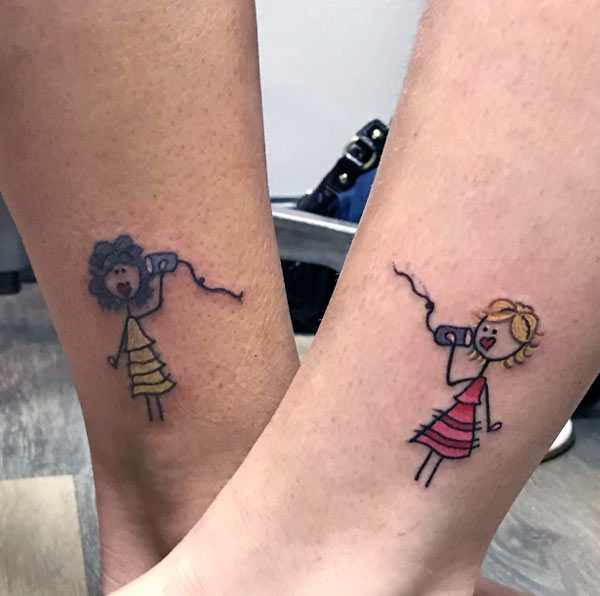 stick figure best friend tattoos design ideas on the ankle for girls