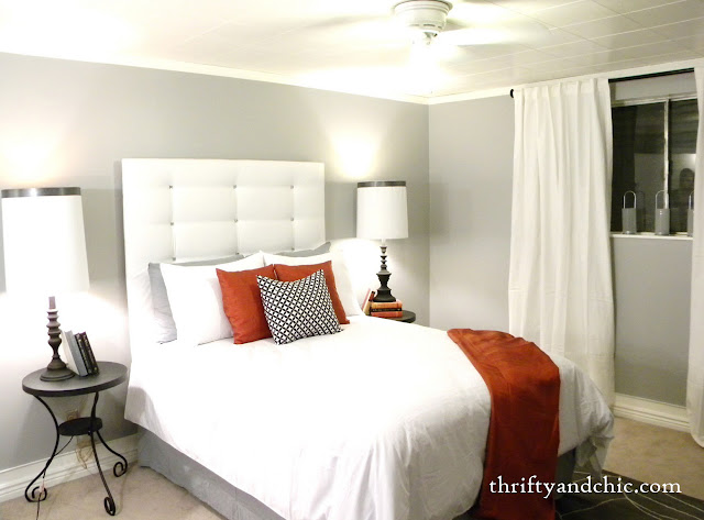 DIY tufted headboard. Super easy to make with the faux tufts and all for under $20!