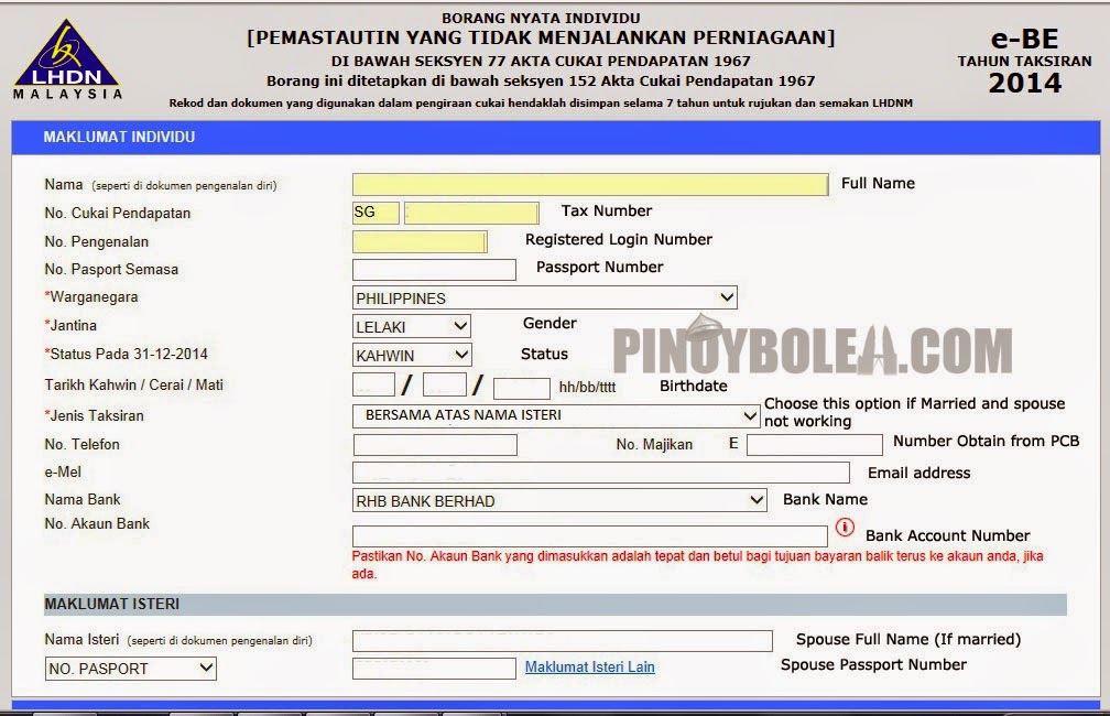 Download borang be lhdn malaysia 2016 borang be lhdn 