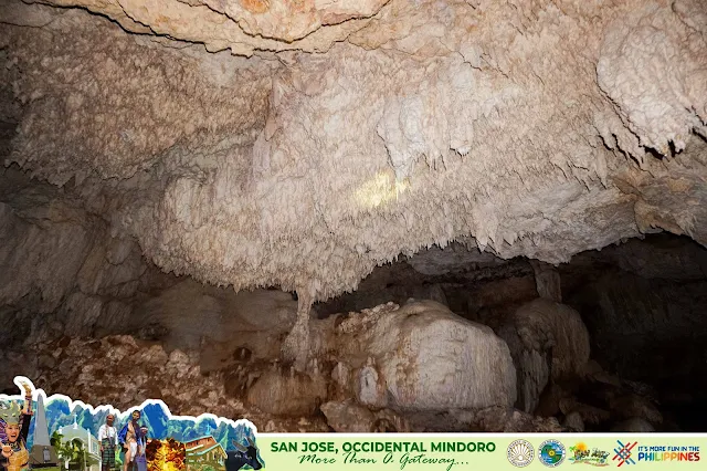 amazing cave ceiling with stalactites