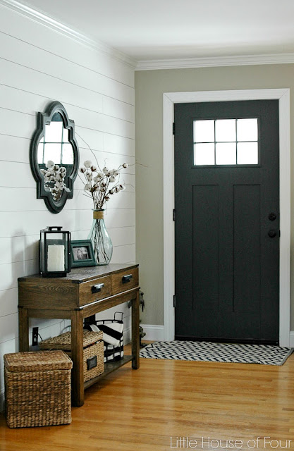 Sherwin-Williams Iron ore painted front door.