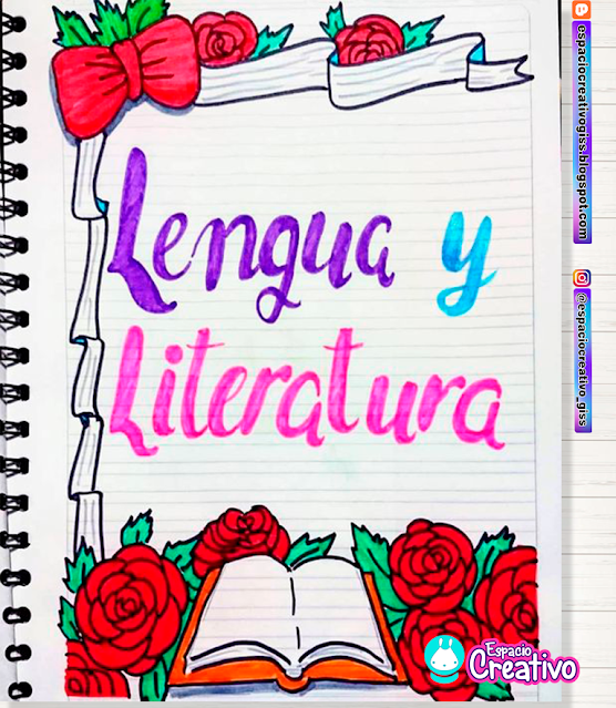 portada lengua y literatura con flores