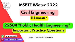 22504 Public Health Engineering Important Questions for MSBTE Exam | Civil Engineering 5 Semester