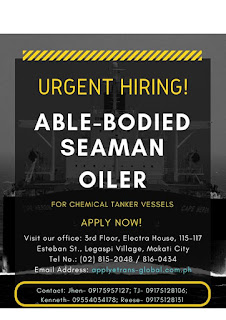 SEAMAN JOBS VACANCY - Available Maritime Agency, Inc. Urgent hiring Filipino seaman crew work at oil tanker vessel joining onboard January 2019