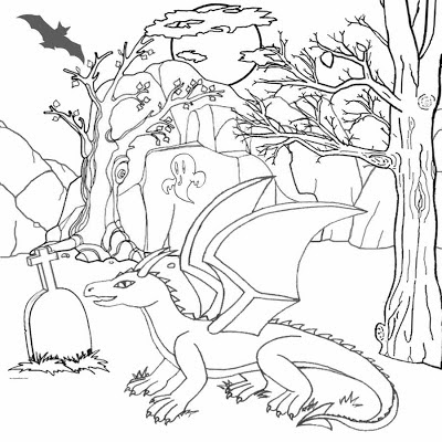 Trick or treat free Halloween dragon printable pictures for kids coloring pages to colour for fun