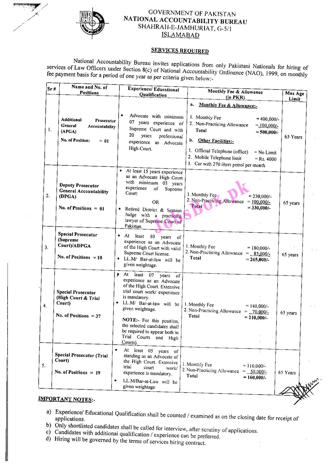 National Accountability Bureau NAB Jobs 2021 – www.nab.gov.pk