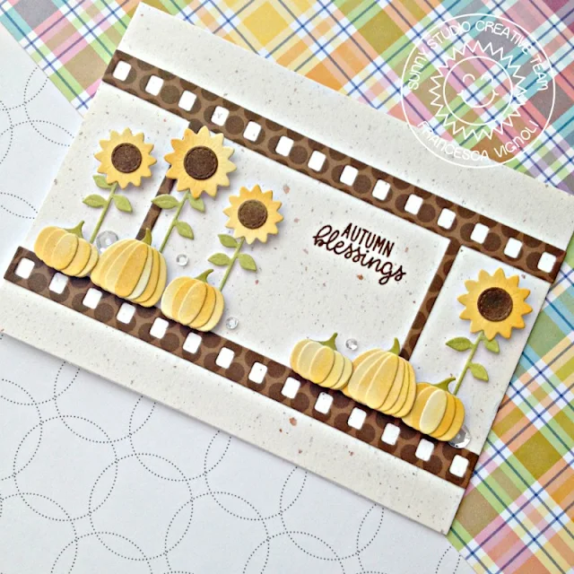 Sunny Studio Stamps: Fall Flicks Filmstrips Happy Harvest Sunflower Autumn Blessings Card by Franci Vignoli